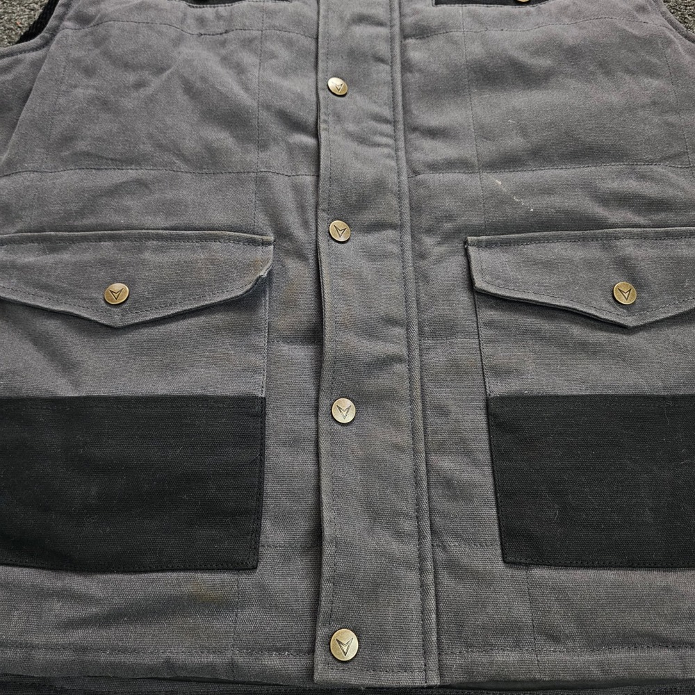 Venado Concealed Carry Vest Mens Large Canvas Quilted Work Grey Full Zip Snap - Picture 2 of 11
